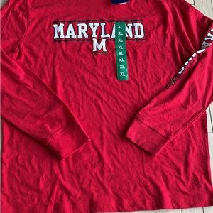 BRAND NEW W/TAGS MEN’S CHAMPION MARYLAND TERPS LONG SLEEVE SHIRT